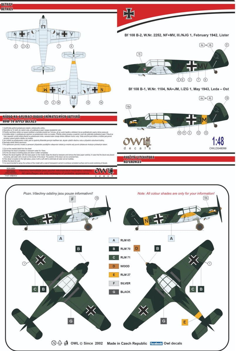 Owl OWLDS4899 1:48 Messerschmitt Bf-108B Tajfun Bf-108B-1