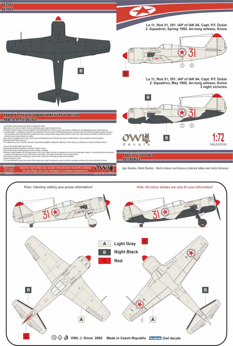 Owl OWLDS72103 1:72 Lavochkin La-11 Korean Nightfighter 351