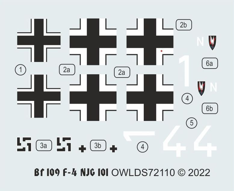 Owl OWLDS72110 1:72 Messerschmitt Bf-109F-4 natchtjager  white 14 NJG 101