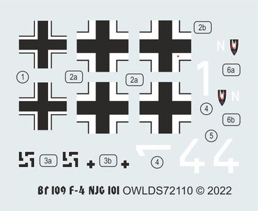 Owl OWLDS72110 1:72 Messerschmitt Bf-109F-4 natchtjager  white 14 NJG 101