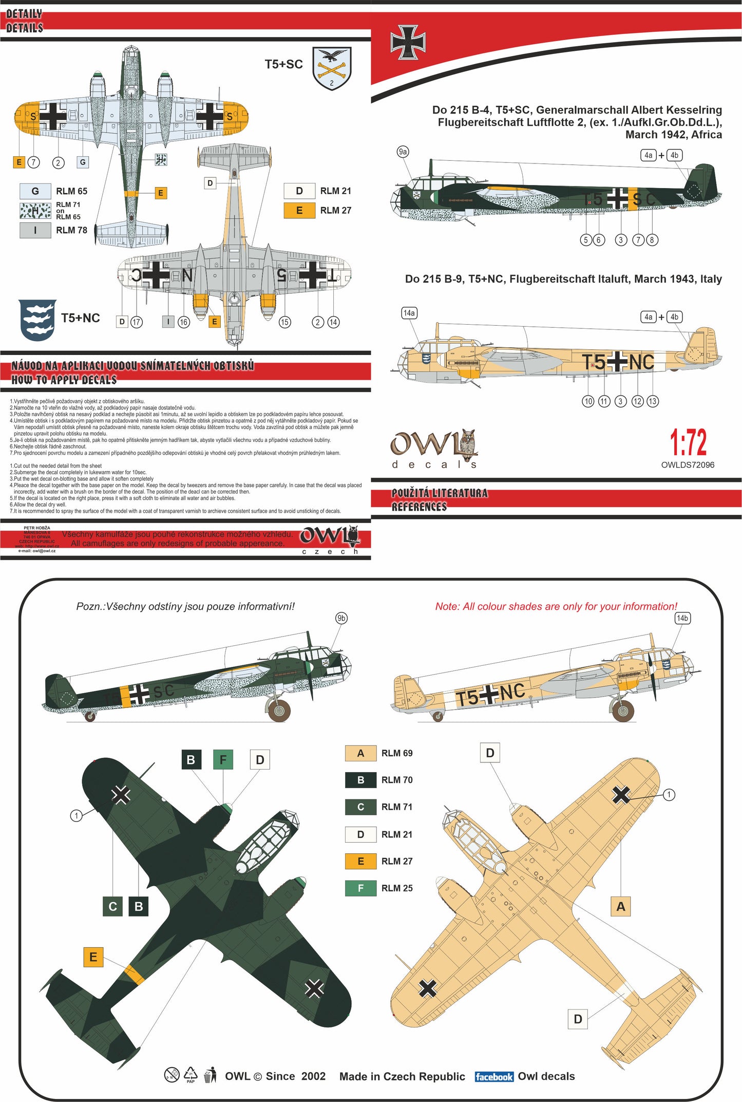 Owl OWLDS7296 1:72 Dornier Do-215B Part IV Do-215B-9