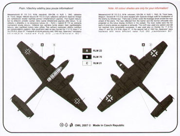 Owl OWLDS4803 1:48 Messerschmitt Bf-110D-3 G9+CM 4/NJG 1 Spanner Anlage Belgium