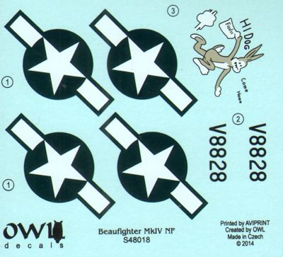 Owl OWLDS4818 1:48 Bristol Beaufighter Mk.VIF V8828, Hi Dog 417th NFS