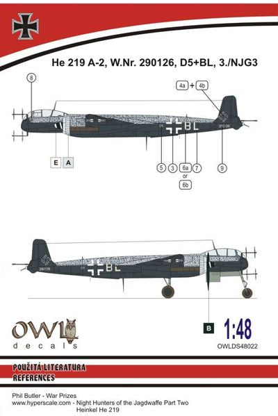 Owl OWLDS4822 1:48 Heinkel He-219 A-2 D5+BL