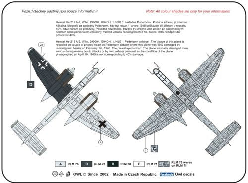 Owl OWLDS4826 1:48 Heinkel He-219 A-2 G9+DH