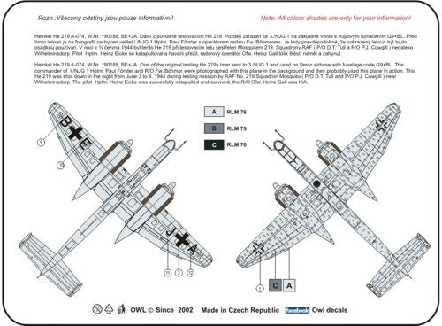 Owl OWLDS4831 1:48 Heinkel He-219 A-0 GE+JA