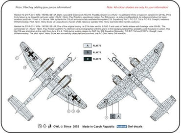 Owl OWLDS4831 1:48 Heinkel He-219 A-0 GE+JA