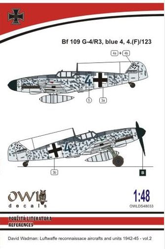 Owl OWLDS4833 1:48 Messerschmitt Bf-109G-4/R3 Blue 4 reconnaissance