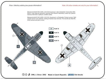 Owl OWLDS4833 1:48 Messerschmitt Bf-109G-4/R3 Blue 4 reconnaissance