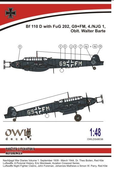 Owl OWLDS4836 1:48 Messerschmitt Bf-110D FuG 202