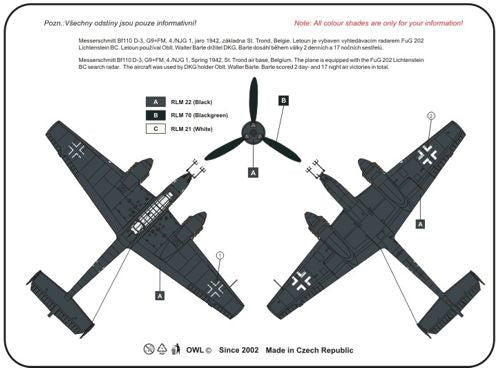 Owl OWLDS4836 1:48 Messerschmitt Bf-110D FuG 202