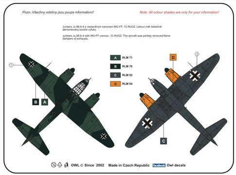 Owl OWLDS4839 1:48 Junkers Ju-88A-4 with MGFF cannon