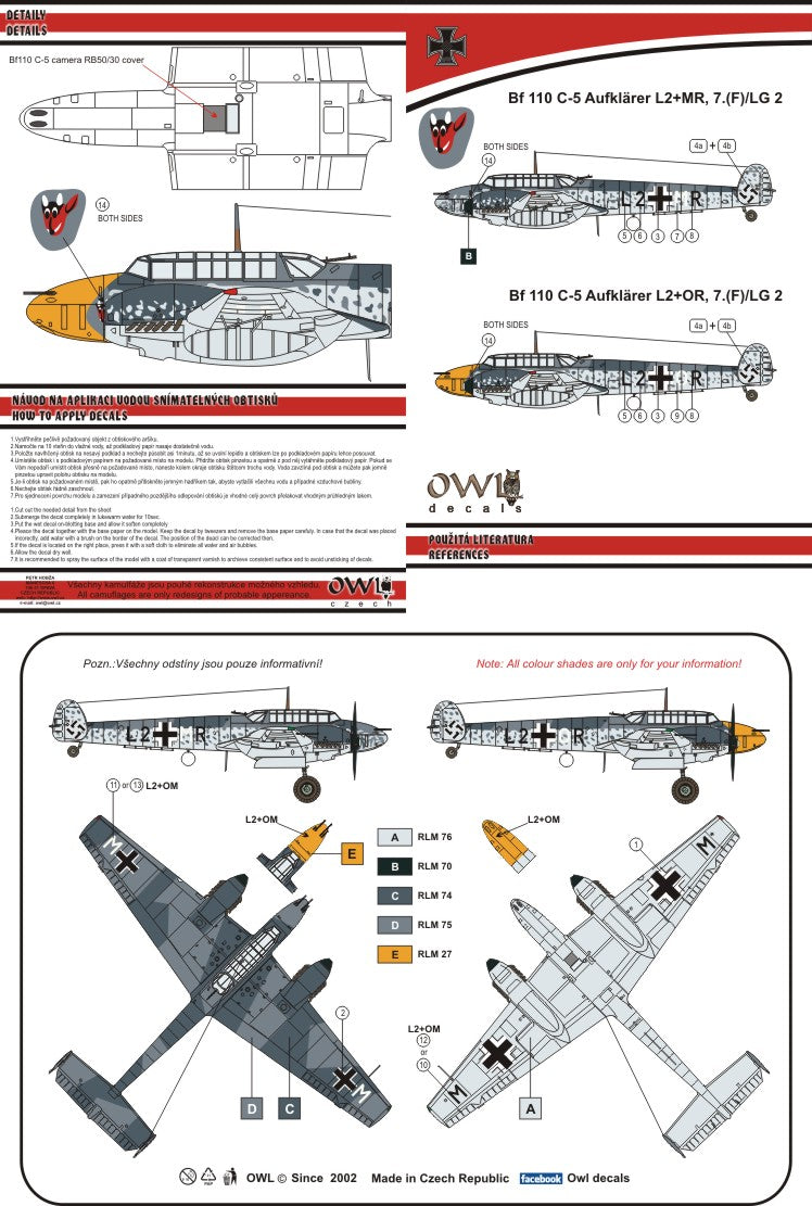 Owl OWLDS4845 1:48 Messerschmitt Bf-110C-5
