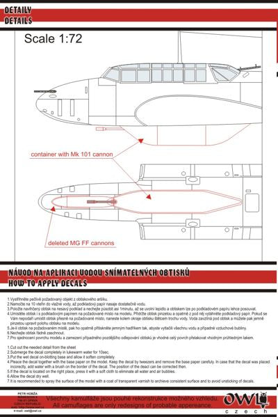 Owl OWLDS7207 1:72 Messerschmitt Bf-110C-6 tropical with MK 101 Day fighter