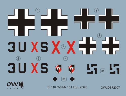 Owl OWLDS7207 1:72 Messerschmitt Bf-110C-6 tropical with MK 101 Day fighter