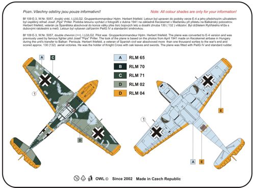 Owl OWLDS7208 1:72 Messerschmitt Bf-109E PeilG IV Day fighter