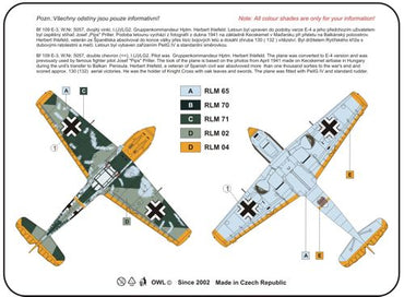 Owl OWLDS7208 1:72 Messerschmitt Bf-109E PeilG IV Day fighter