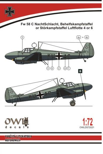 Owl OWLDS7221 1:72 Focke-Wulf Fw-58C Weihe Nachtschlacht