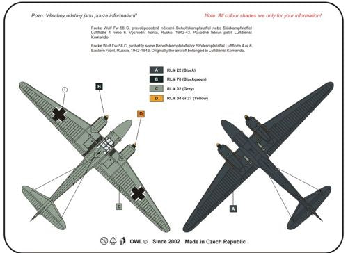 Owl OWLDS7221 1:72 Focke-Wulf Fw-58C Weihe Nachtschlacht