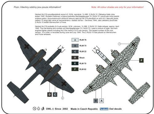 Owl OWLDS7225 1:72 Heinkel He-219A-0 1L+MK