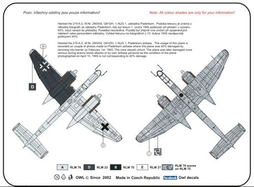 Owl OWLDS7226 1:72 Heinkel He-219A-2 G9+DH