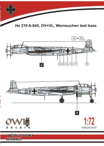 Owl OWLDS7227 1:72 Heinkel He-219A-0 DV+DL