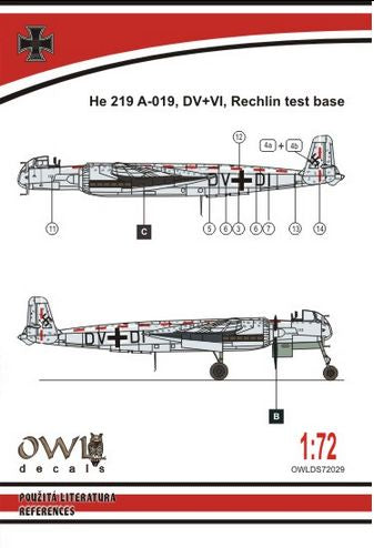 Owl OWLDS7229 1:72 Heinkel He-219V-019 DV+VI