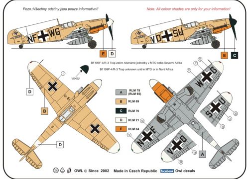 Owl OWLDS7237 1:72 Messerschmitt Bf-109F-4/R3 tropical reconnaissance