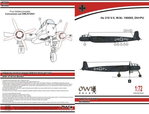 Owl OWLDS7241 1:72 Heinkel He-219V-5 DH+PU four blades propeller