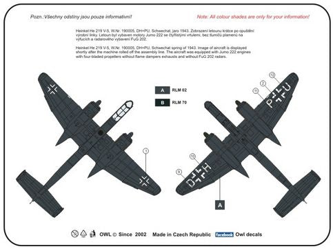 Owl OWLDS7241 1:72 Heinkel He-219V-5 DH+PU four blades propeller