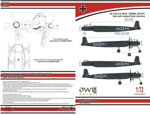 Owl OWLDS7243 1:72 Heinkel He-219V-6 DH+PV four blades propeller