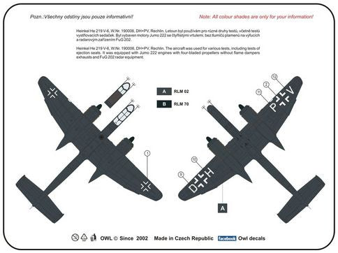 Owl OWLDS7243 1:72 Heinkel He-219V-6 DH+PV four blades propeller