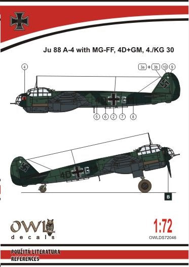 Owl OWLDS7246 1:72 Junkers Ju-88A-4 with MGFF cannon