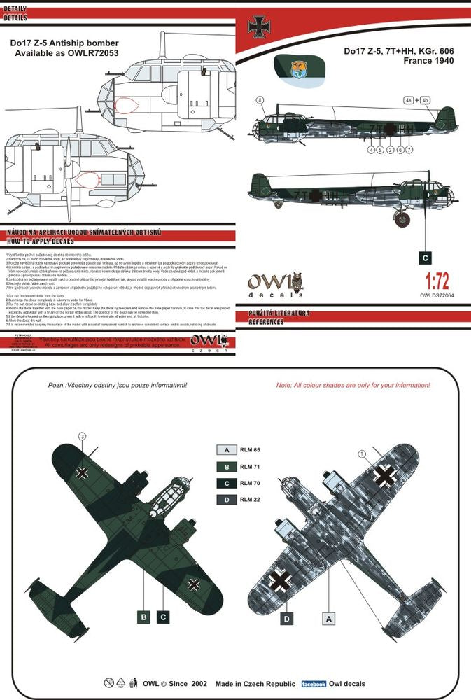 Owl OWLDS7264 1:72 Dornier Do-17Z-5 antiship bomber