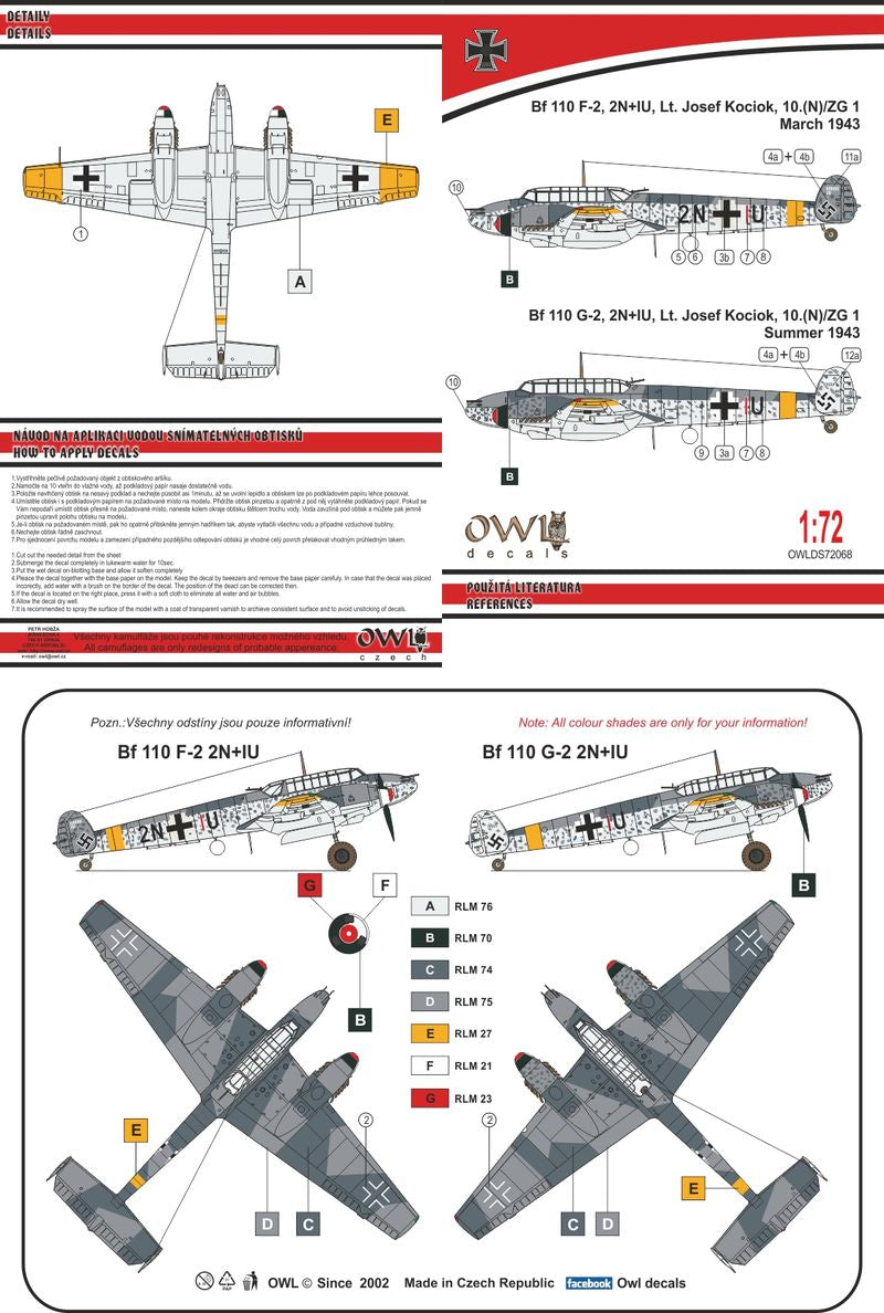Owl OWLDS7268 1:72 Messerschmitt Bf-110F-4/G-2