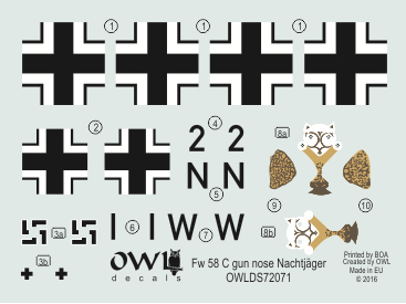 Owl OWLDS7271 1:72 Focke-Wulf Fw-58B Weihe Nachtjager gun nose versions