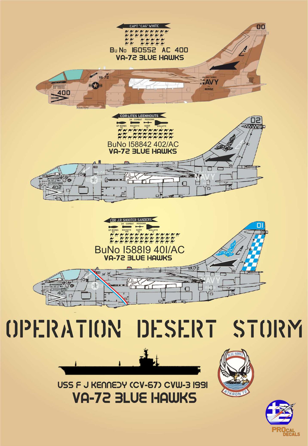 Procal Decals PD32-103 1:32 LTV A-7E Corsair USS J.F