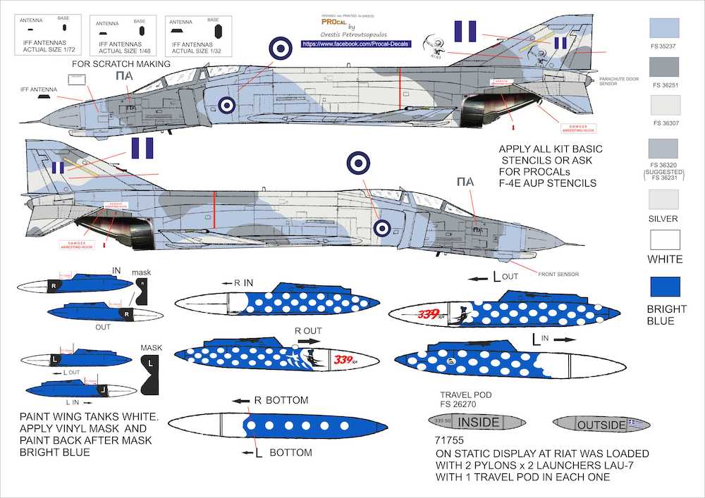 Procal PD32-204 1:32 F-4E Phantom 339 SQ RIAT 2016 Decals