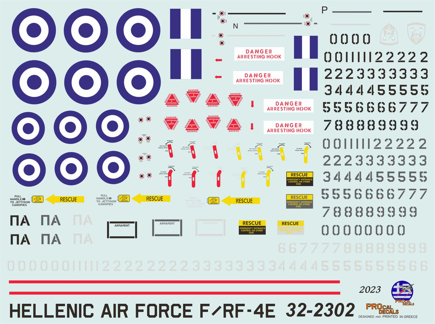 Procal PD32-2302 1:32 Hellenic F-4/RF-4E Phantom II Decals