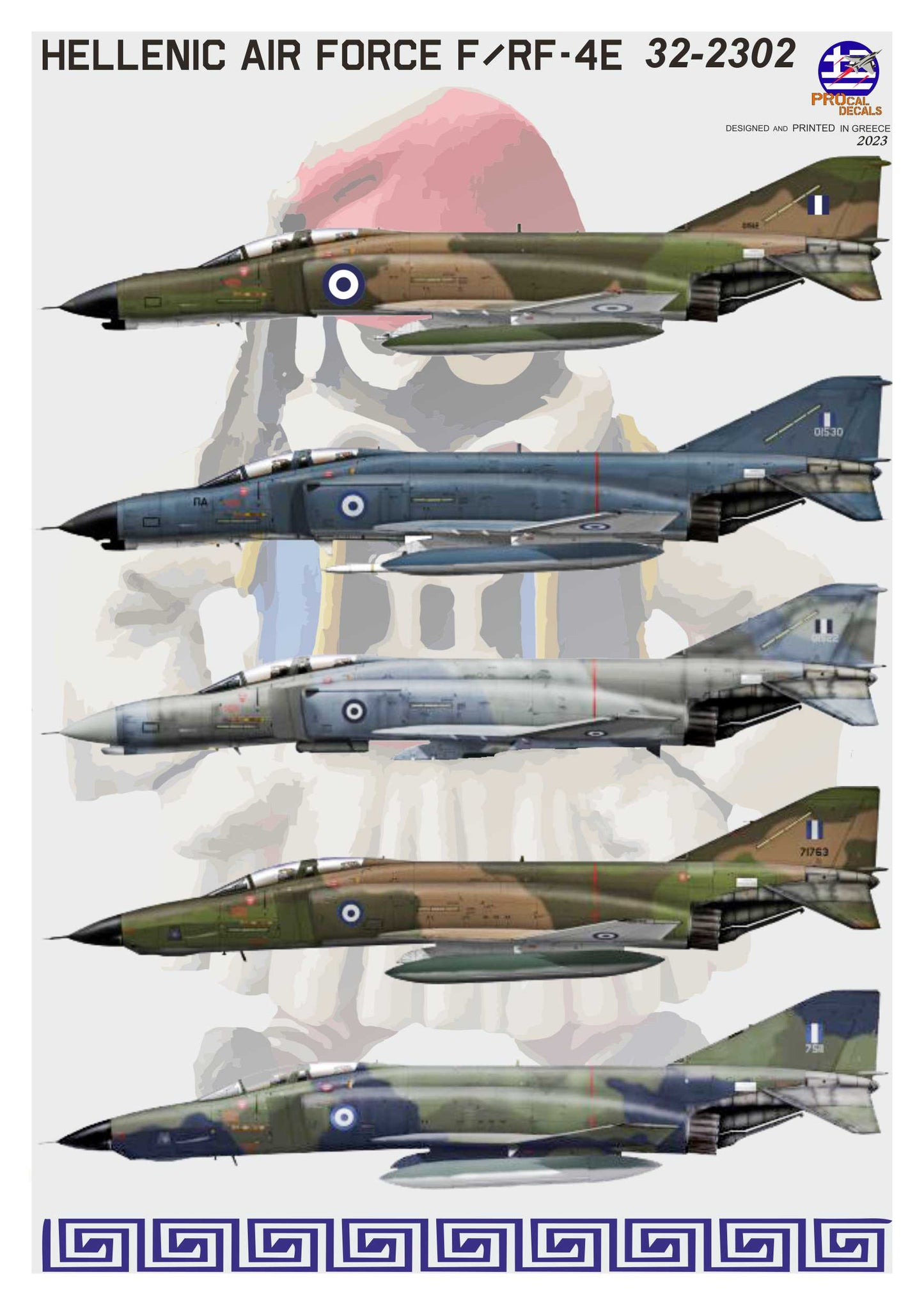 Procal PD32-2302 1:32 Hellenic F-4/RF-4E Phantom II Decals