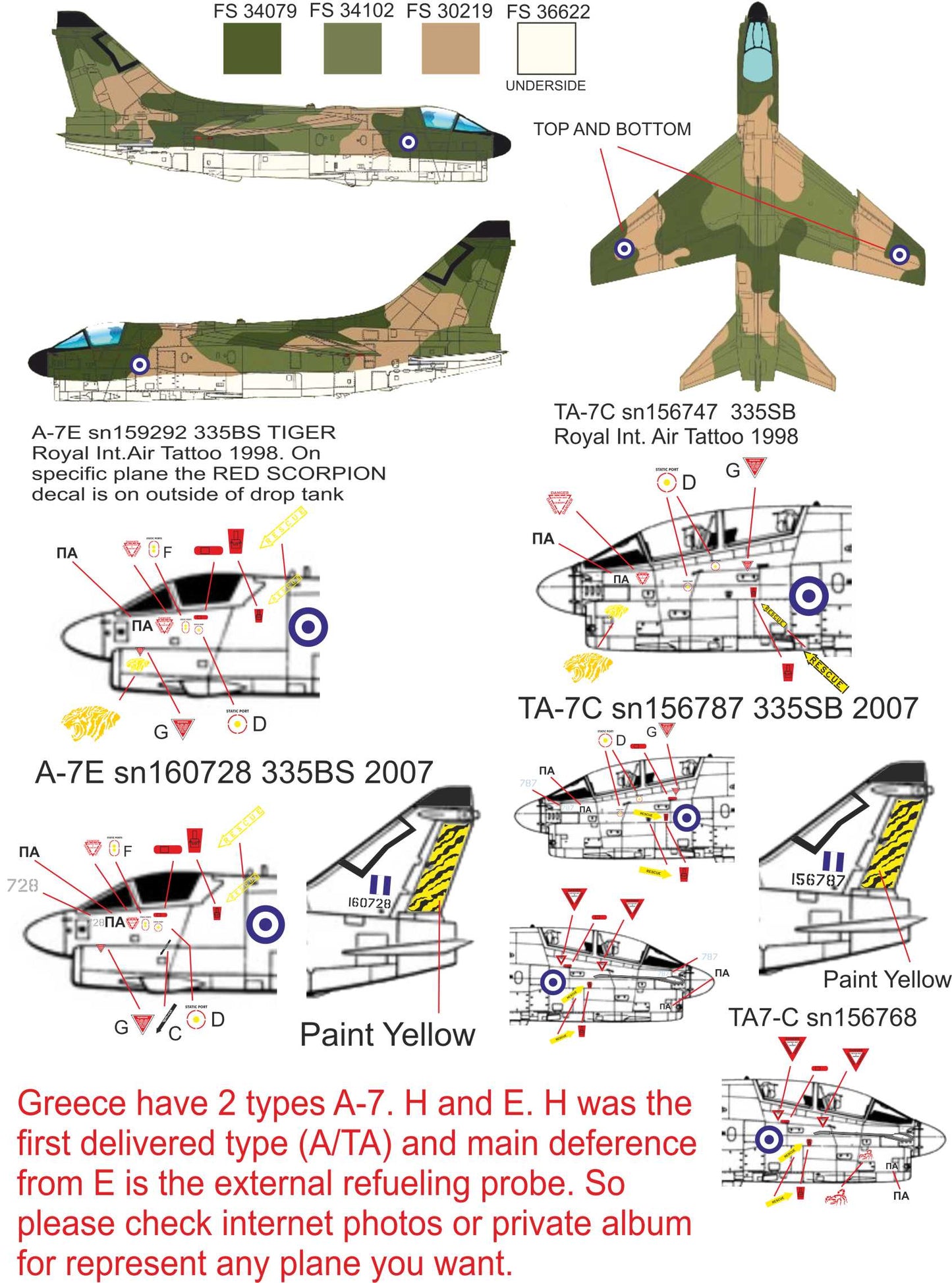 Procal PD32-2303 1:32 LTV A-7/TA-7 Corsair Greek AF Decals