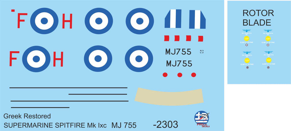 Procal PD32-2304 1:32 Greek Supermarine Spitfire Mk.IX Decals