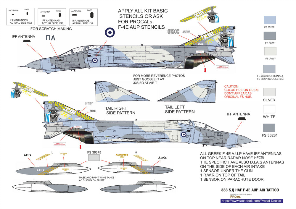Procal Decals PD32-901 1:32 F-4E AUP Phantom 338 sqn ARES that was at RIAT