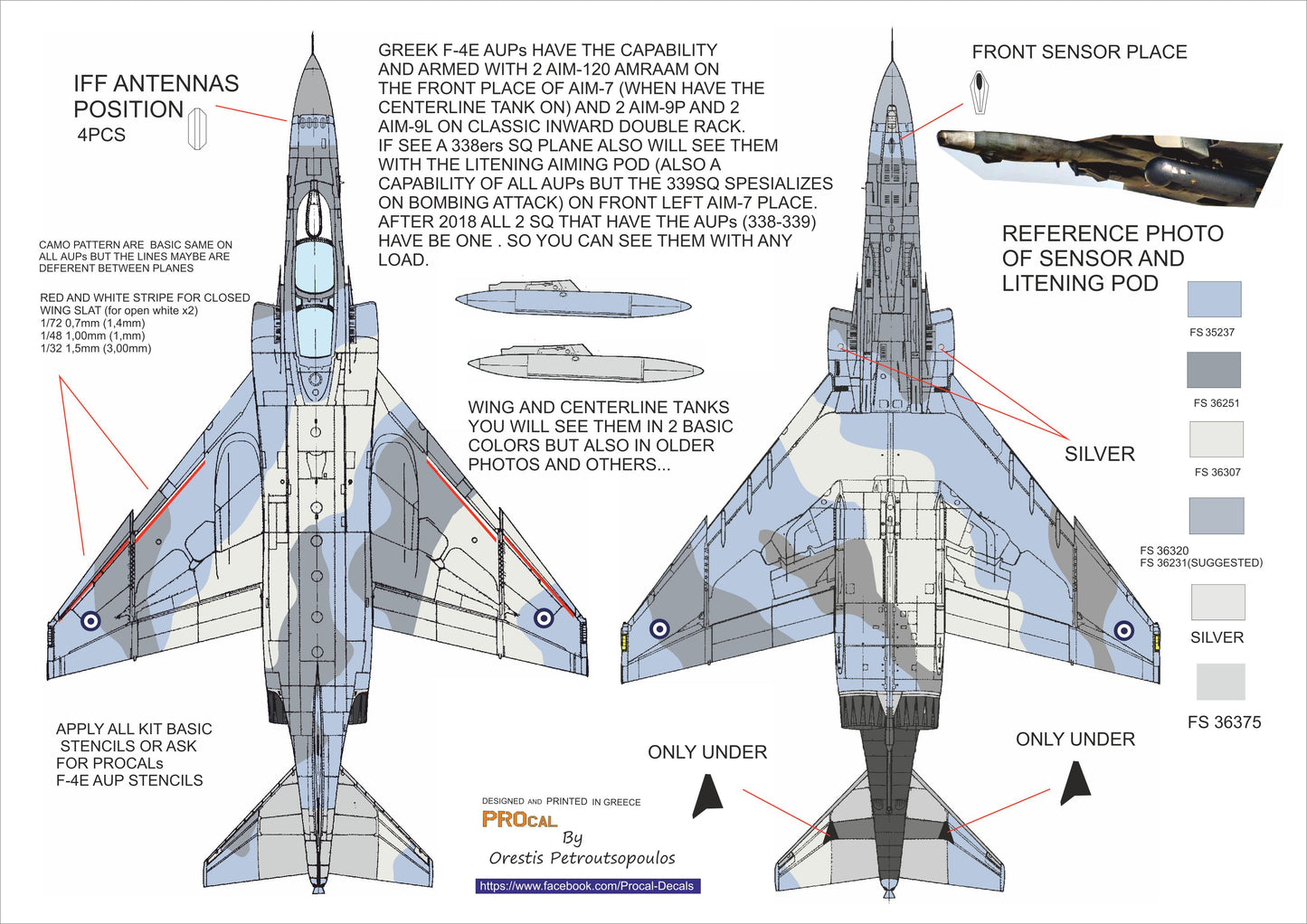 Procal Decals PD32-901 1:32 F-4E AUP Phantom 338 sqn ARES that was at RIAT