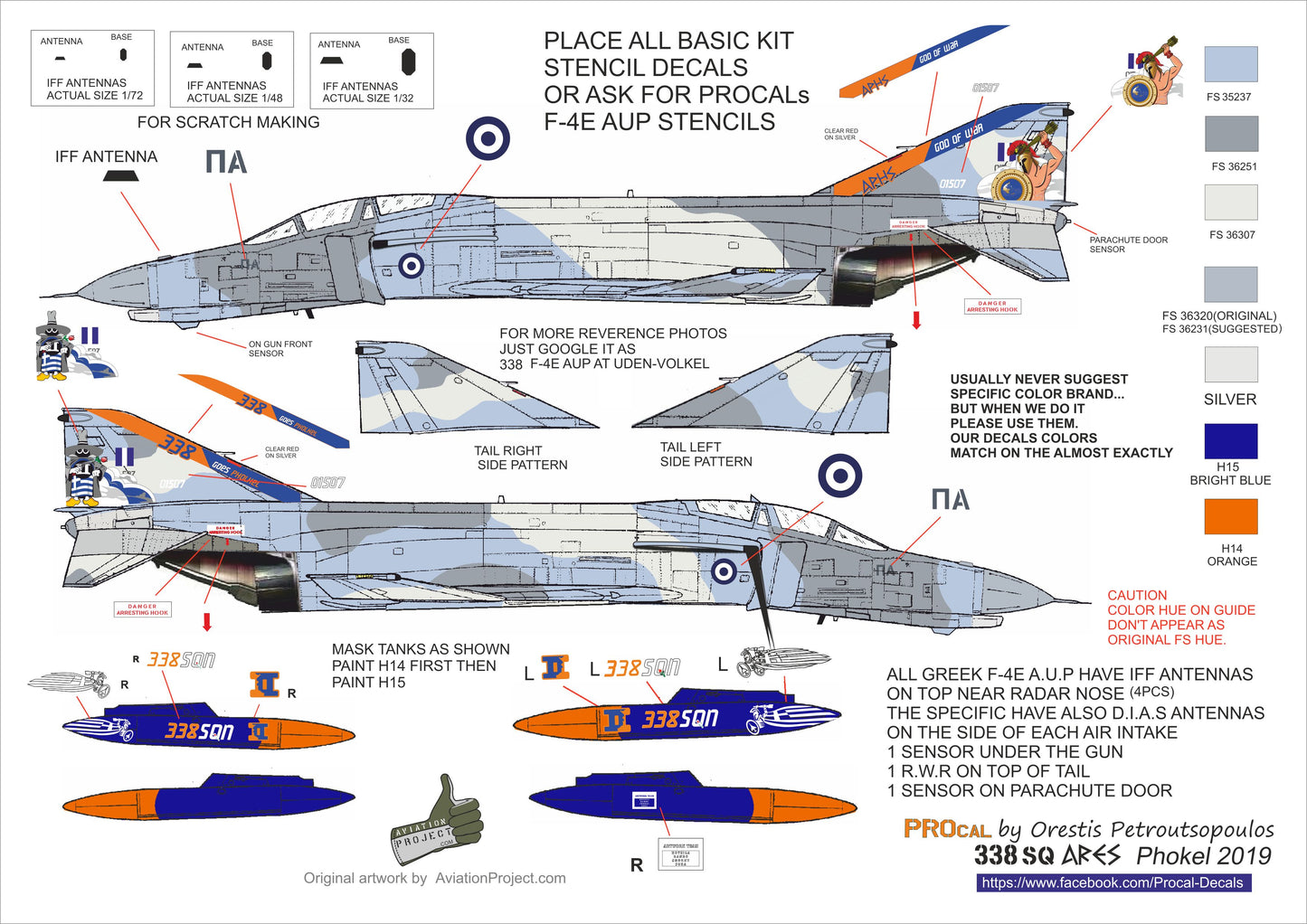 Procal Decals PD32-904 1:32 McDonnell F-4E Phantom 338 sq ARES PHOKEL 2019
