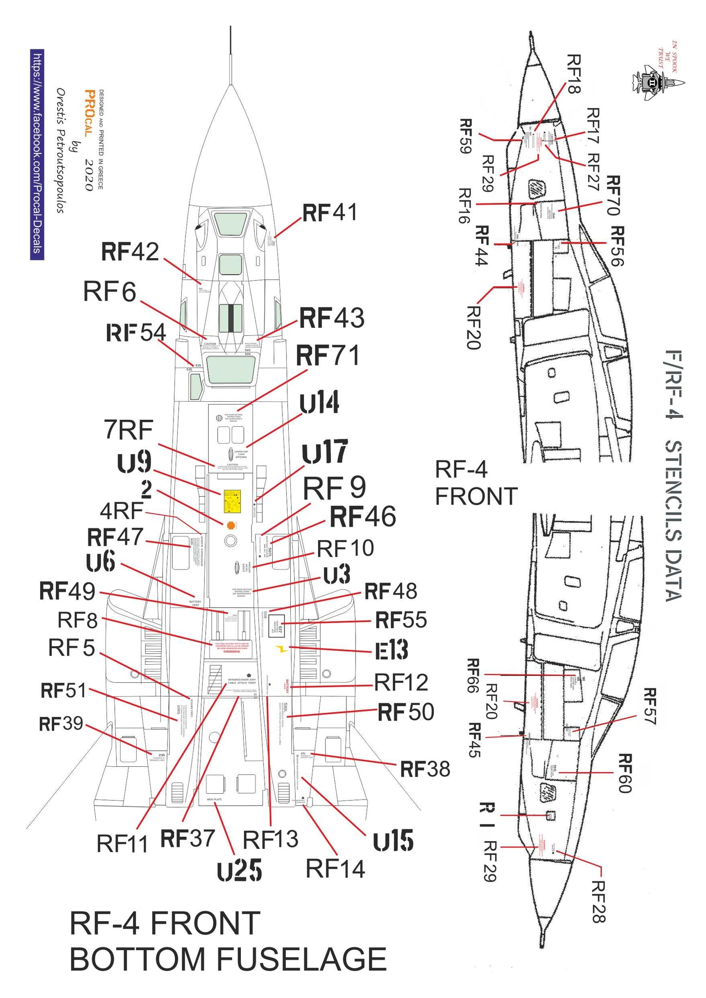 Procal PD32-906B 1:32 Greek AF F-4E/RF-4E Black Stencils