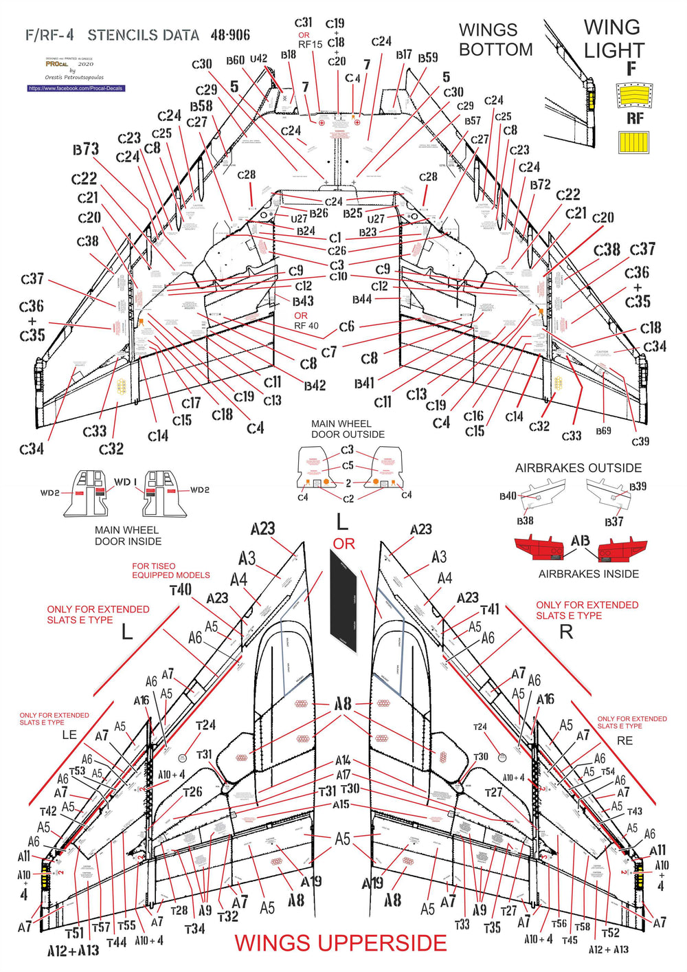 Procal PD32-906B 1:32 Greek AF F-4E/RF-4E Black Stencils