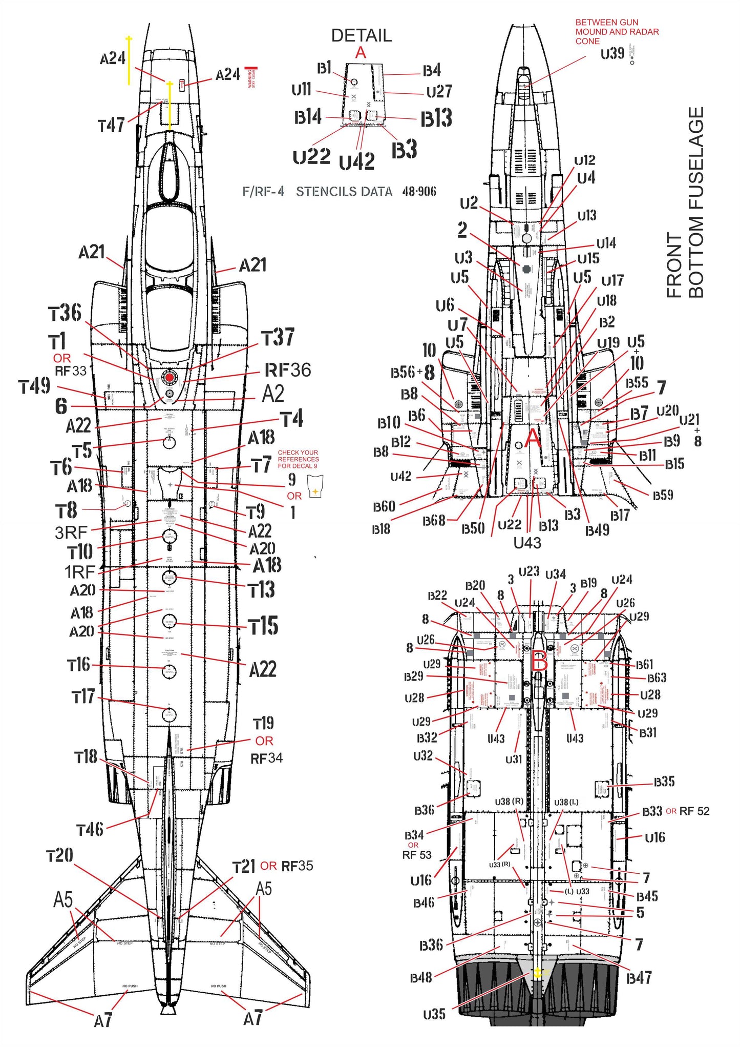 Procal PD32-906B 1:32 Greek AF F-4E/RF-4E Black Stencils