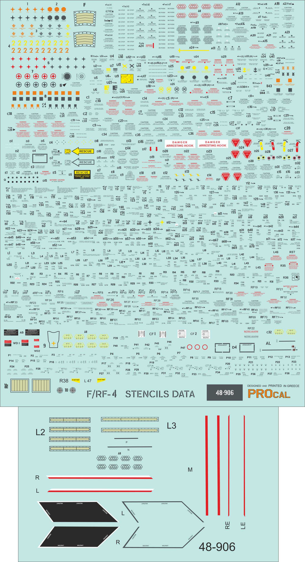 Procal PD32-906B 1:32 Greek AF F-4E/RF-4E Black Stencils