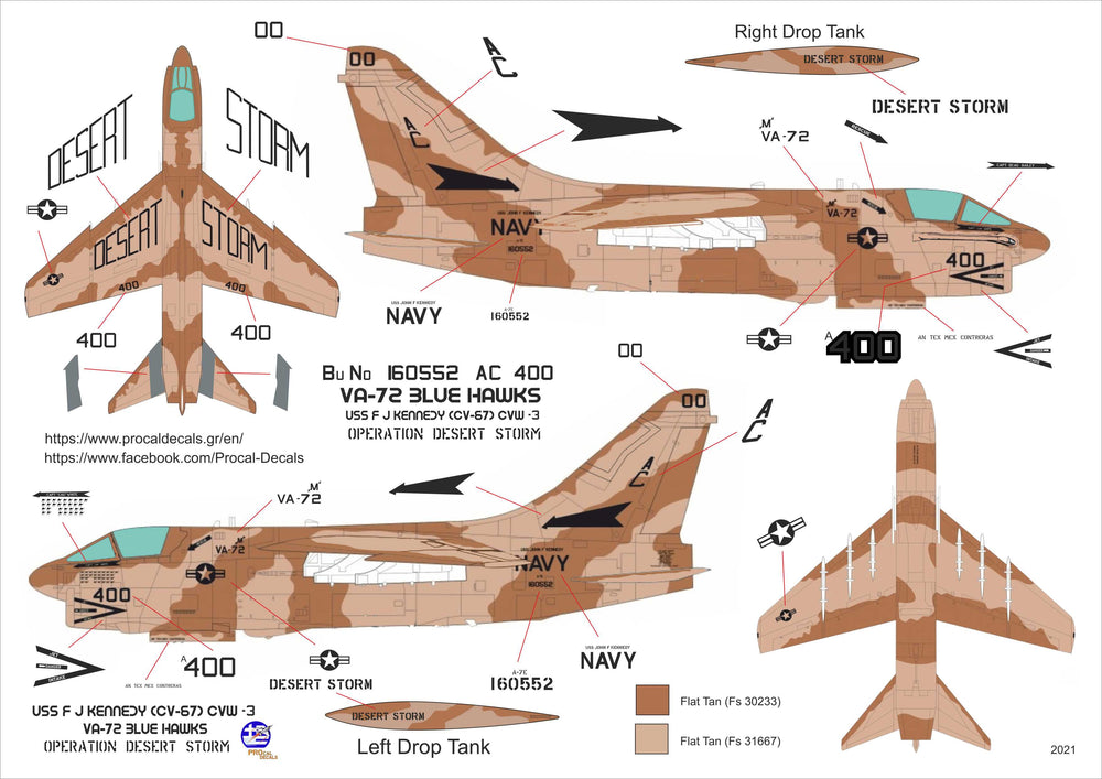 Procal Decals PD48-103 1:48 LTV A-7E Corsair USS J.F